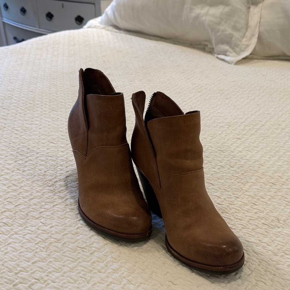 Kork-Ease Tan Leather Ankle Booties